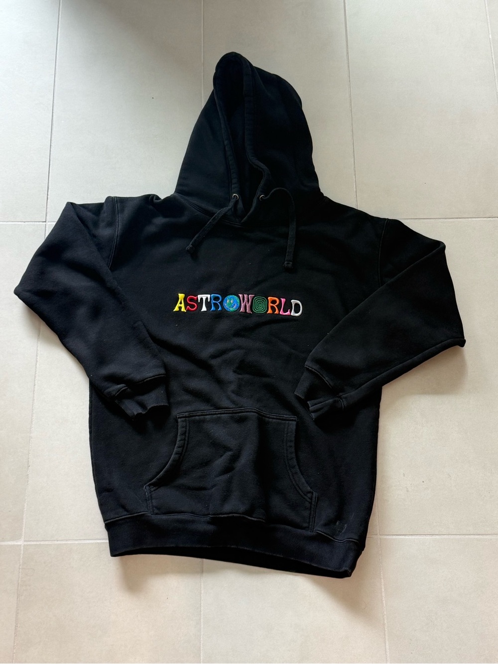 Astroworld Men's Black Pullover Hoodie Graphic Embroidered Wish You Were Here L